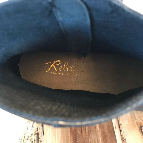 Rebels Ankle Boots Booties Black Block Heel 6.5 - Picture 7 of 8